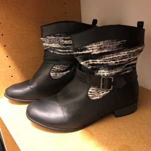 Black and White Woven Boots